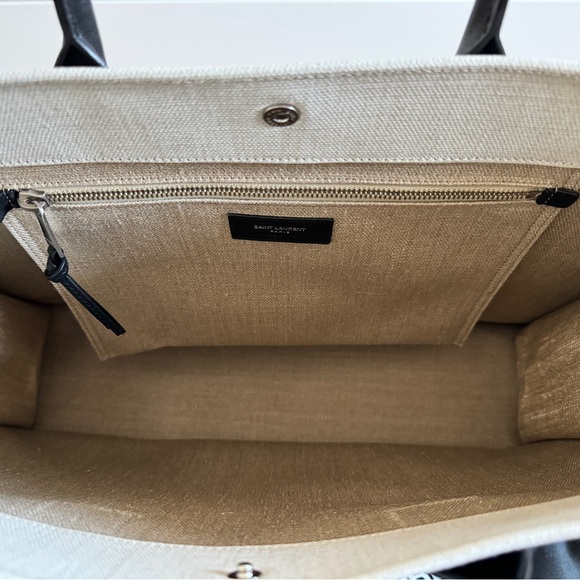 YSL Rive Gauche Canvas Tote in White Linen - Picture 13 of 14